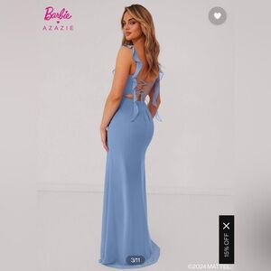 BARBIE™  AZAZIE 1002
Sweetheart Pleated Ruffle Chiffon Mermaid Dress Steel Blue